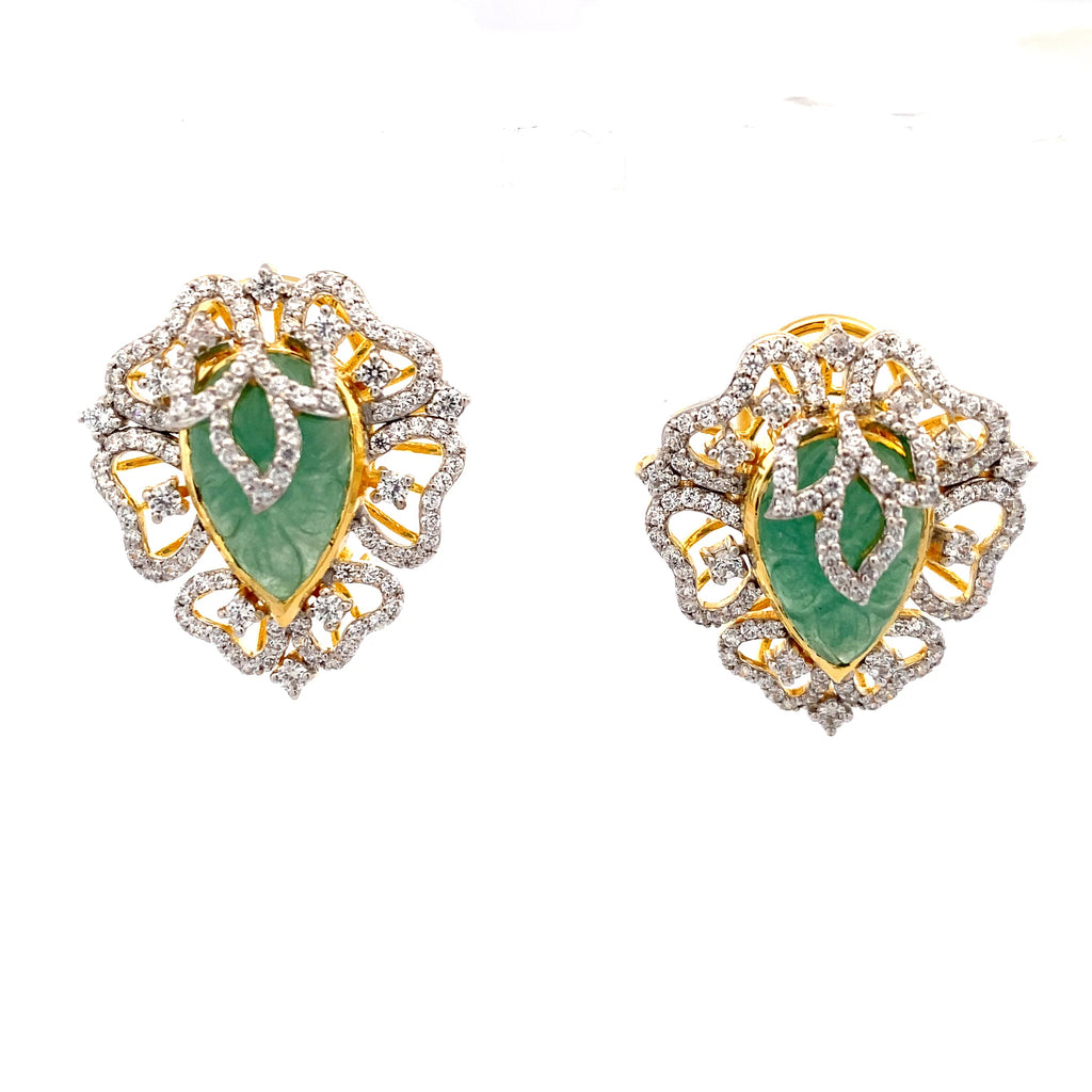 Emerald Moissanite Halo Earring