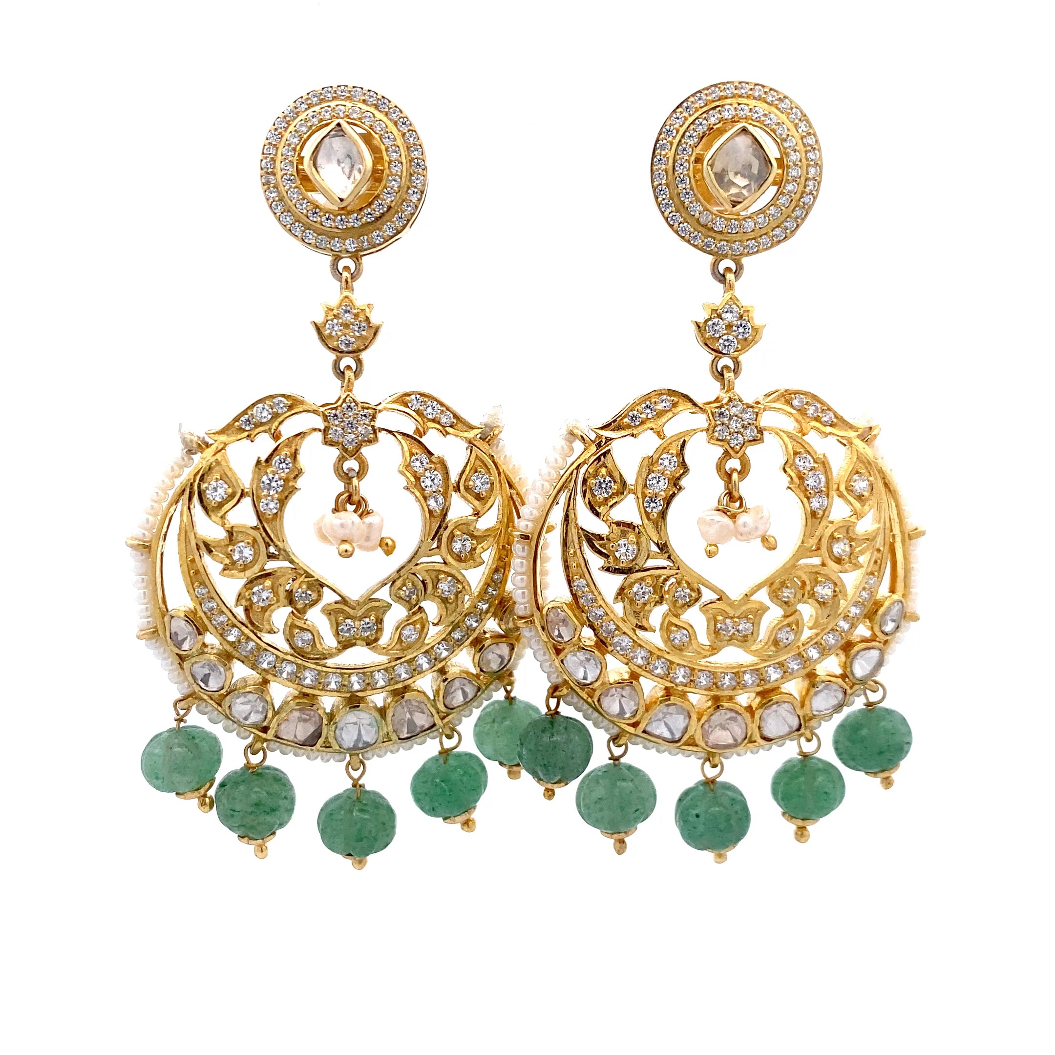Pearl Emerald Bead Earring