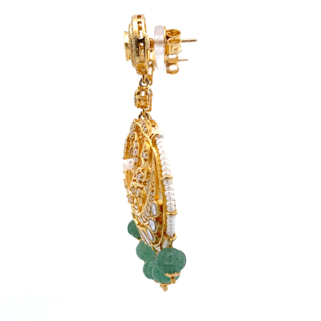 Pearl Emerald Bead Earring