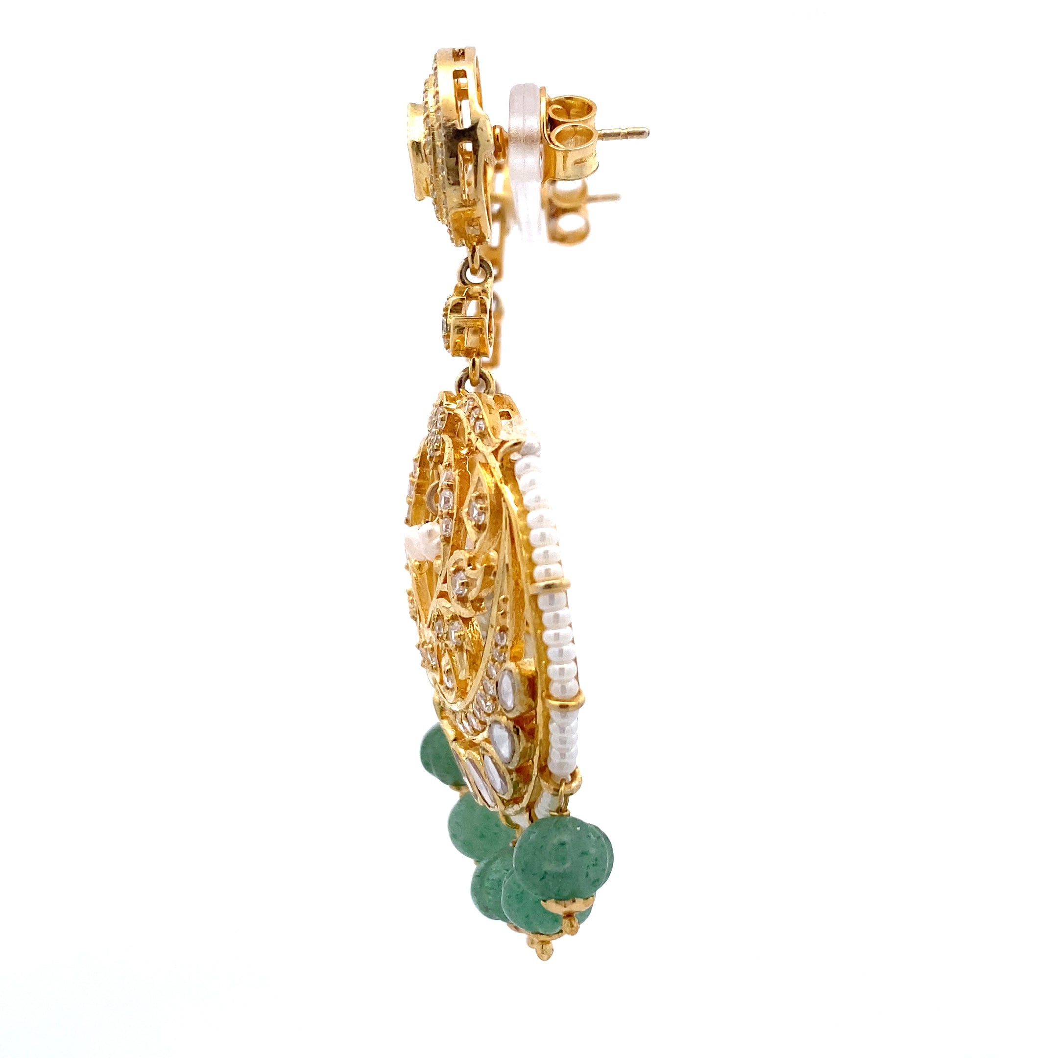 Pearl Emerald Bead Earring