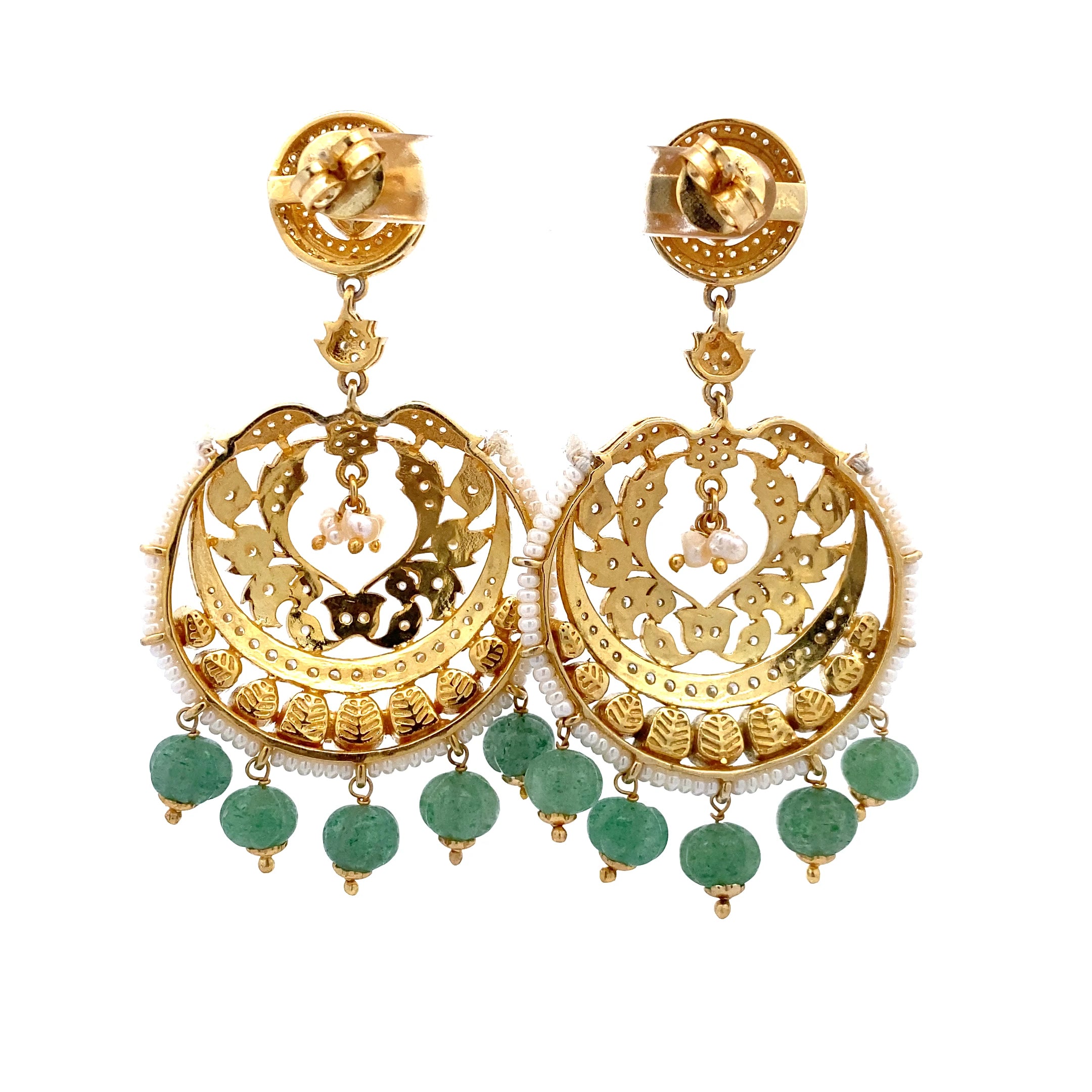 Pearl Emerald Bead Earring