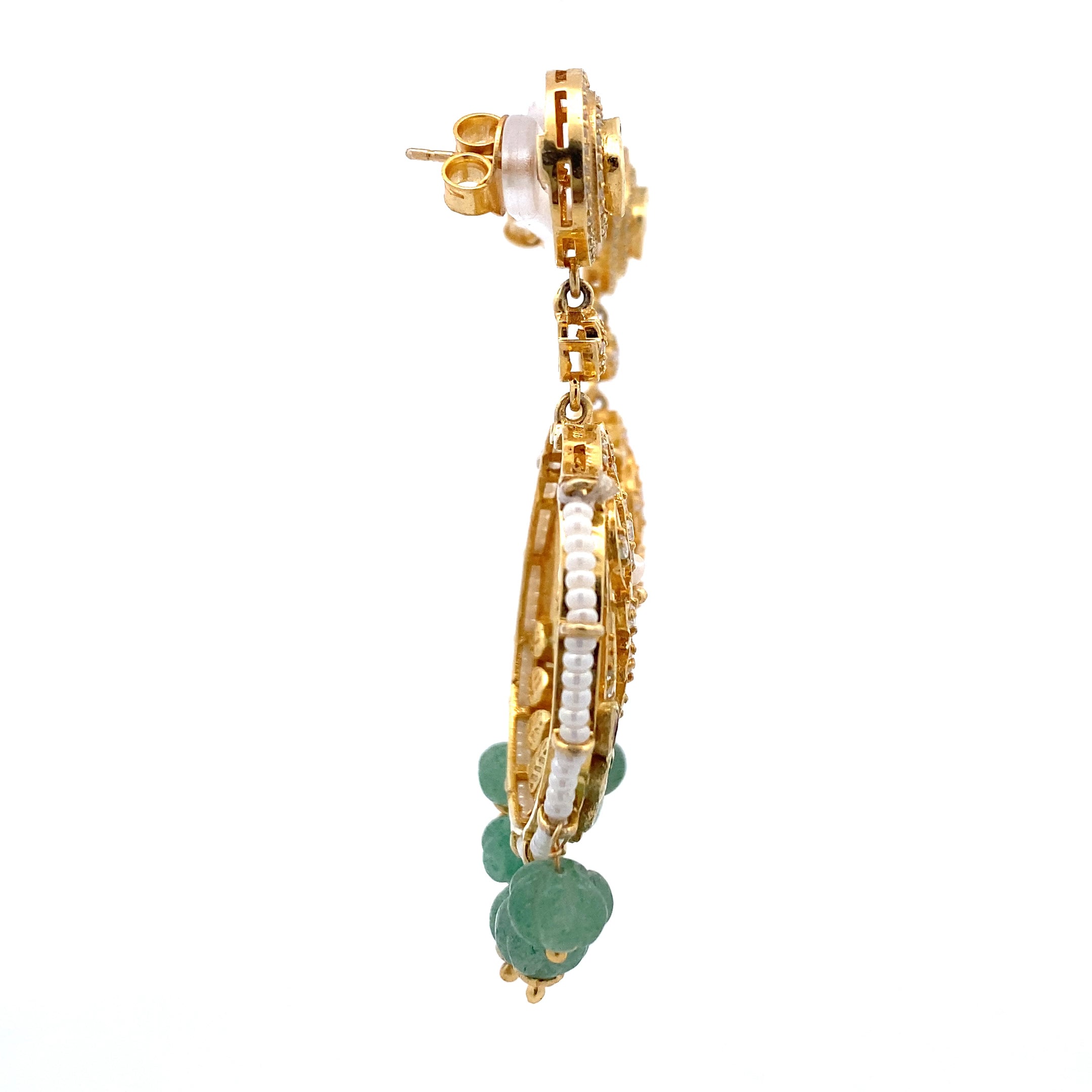 Pearl Emerald Bead Earring