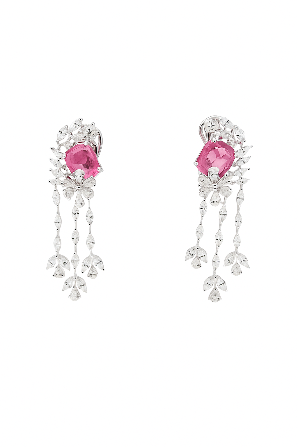 Pink Stone Moissanite Earrings