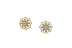 Moissanite Pearl Mandala Studs