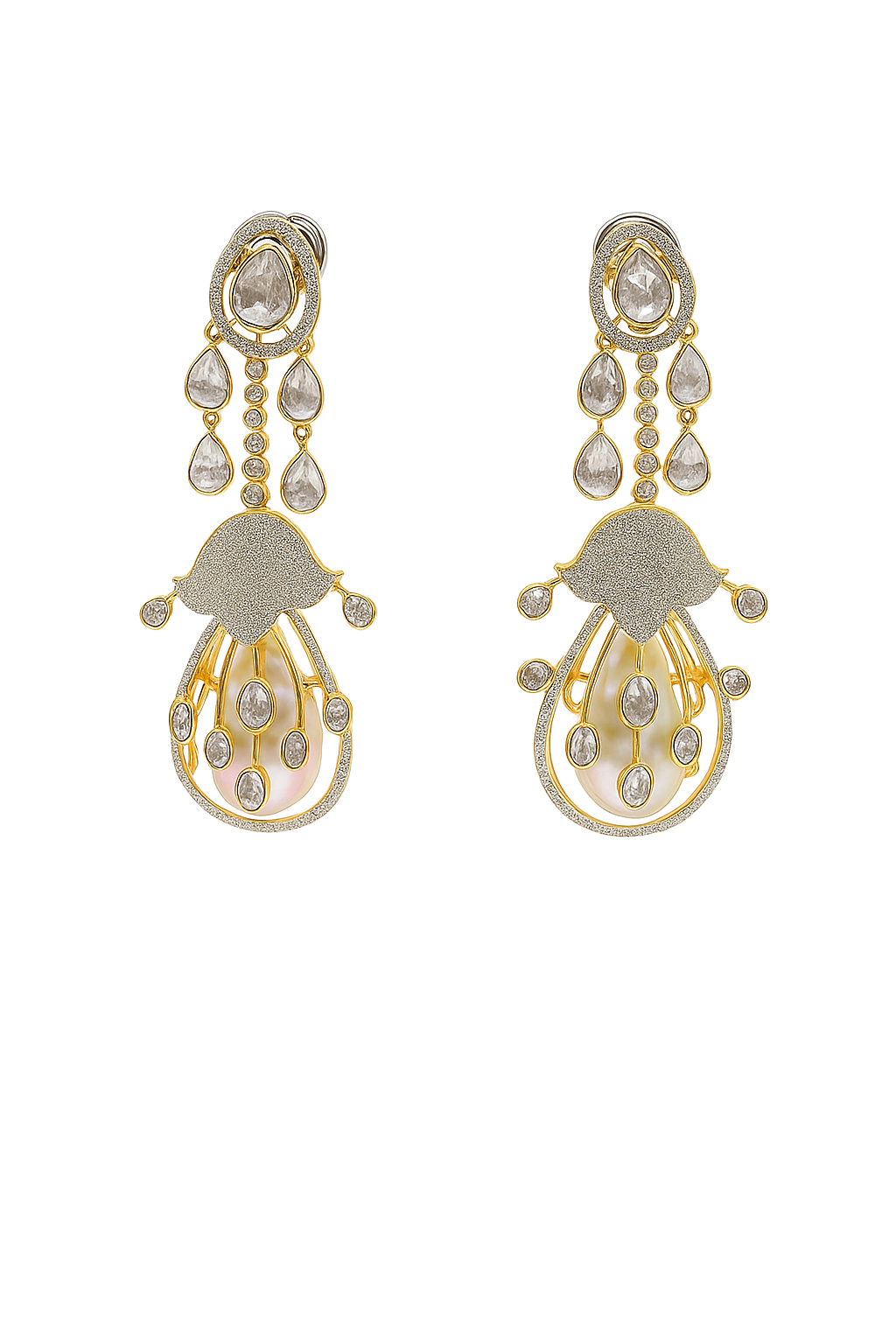 Pearl Moissanite Chandelier Earrings