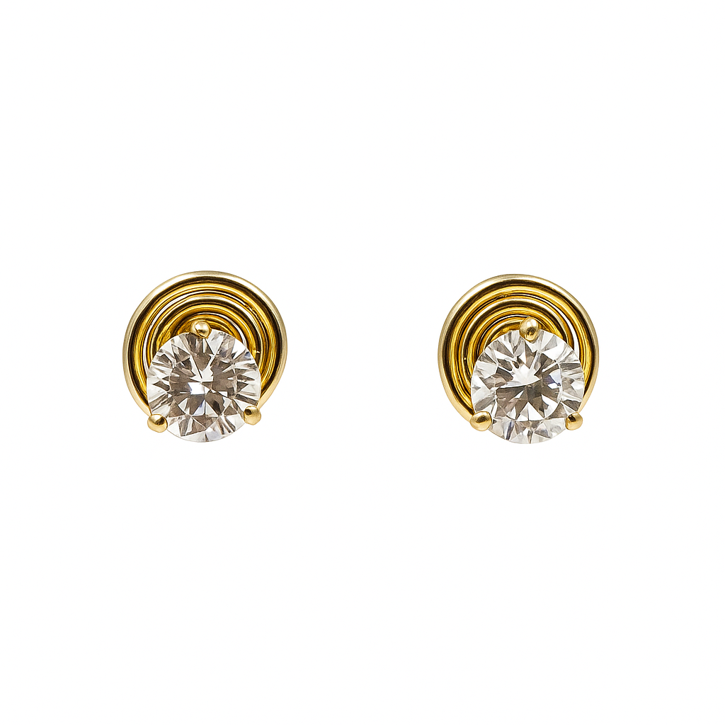 Spiral Moissanite Solitaire Studs