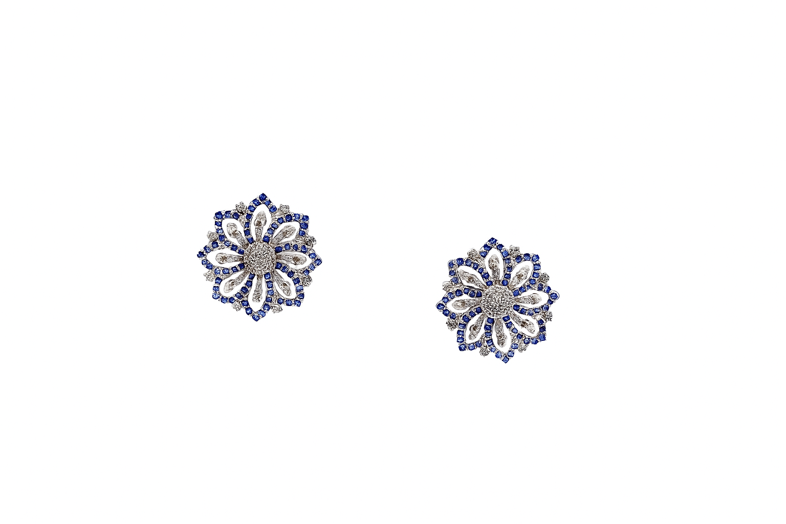 Sapphire Moissanite Floral Studs