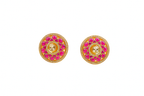 Ruby Moissanite Lotus Earrings