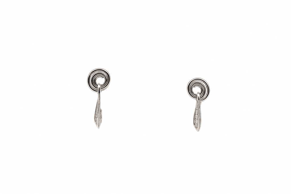Silver Spiral Leaf Drop Earrings