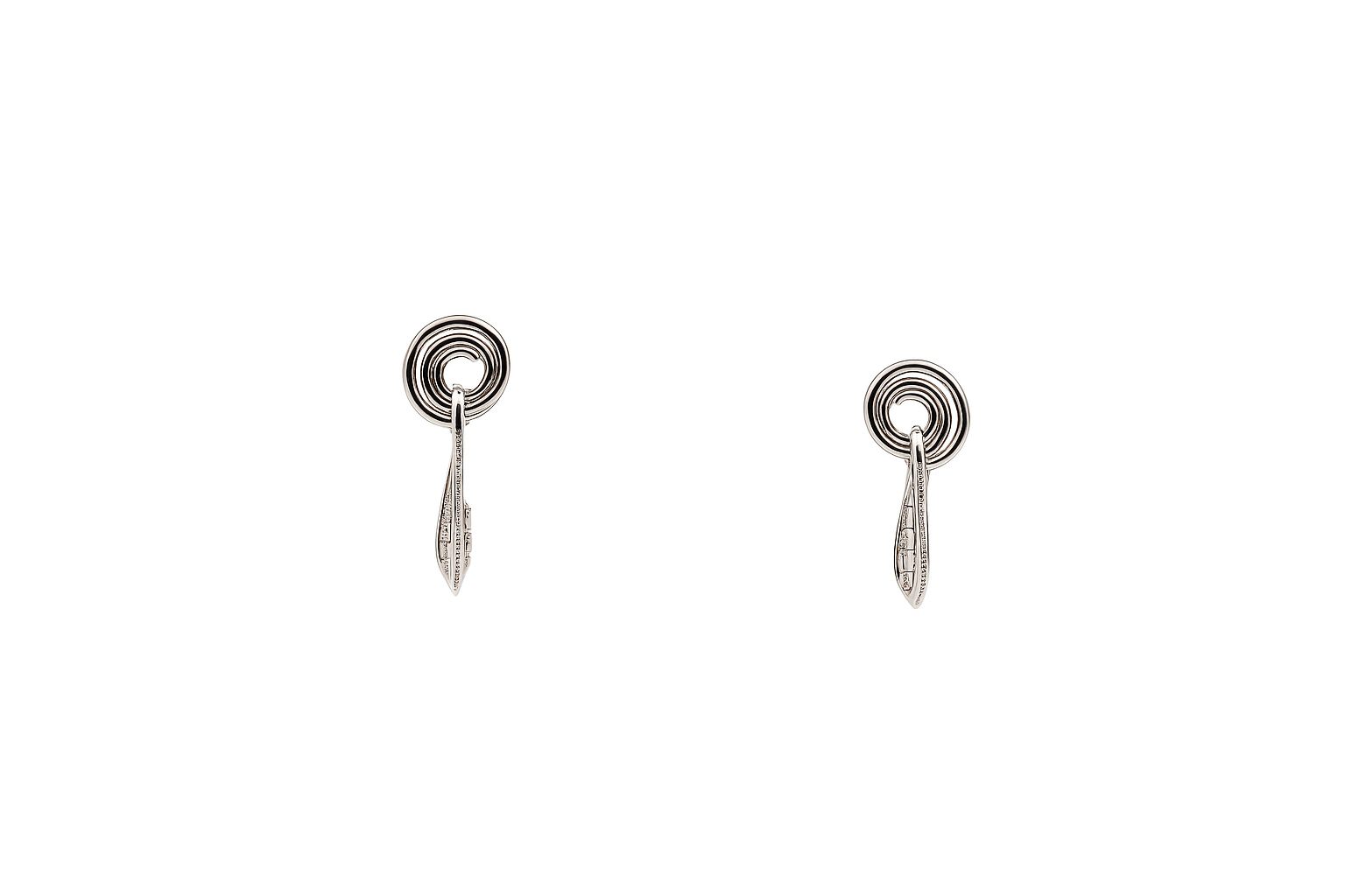 Silver Spiral Leaf Drop Earrings