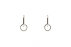 Silver Double Ring Moissanite Earrings