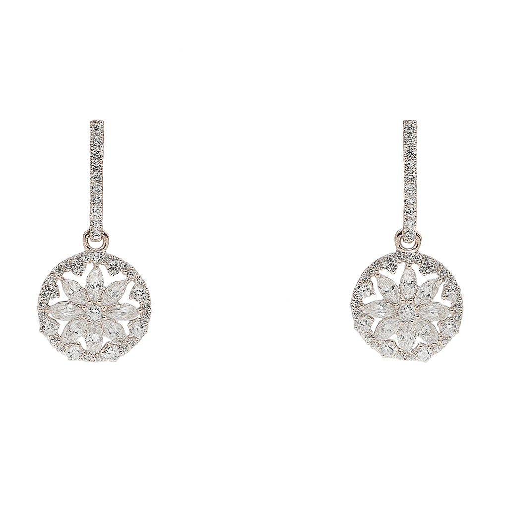 Moissanite Floral Disc Earrings