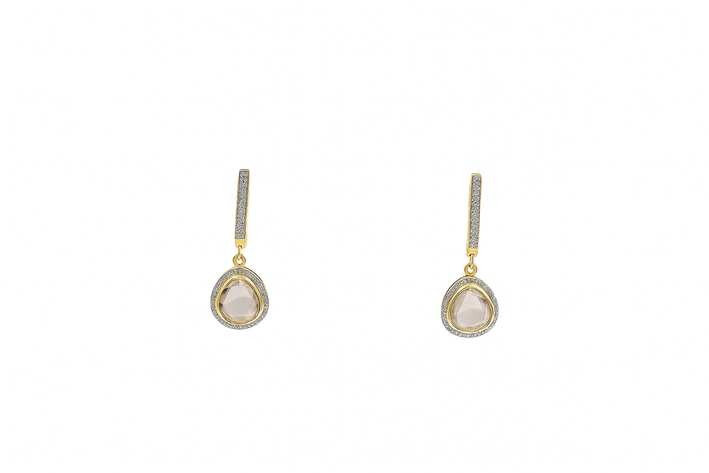 Moissanite Halo Bar Earrings
