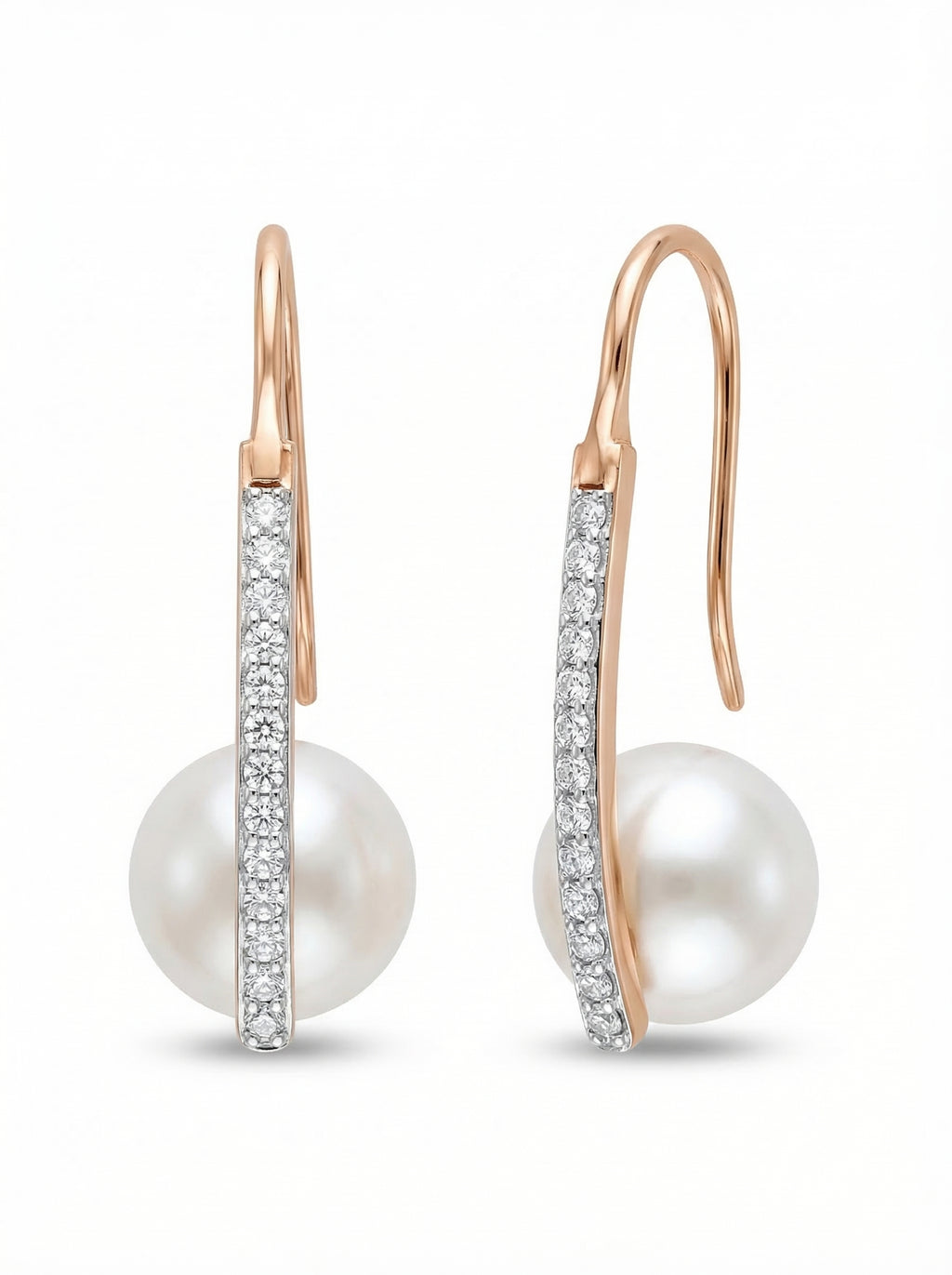 Crystal Bar Pearl Hook Earrings
