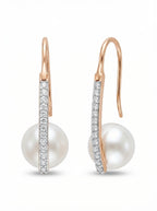 Crystal Bar Pearl Hook Earrings