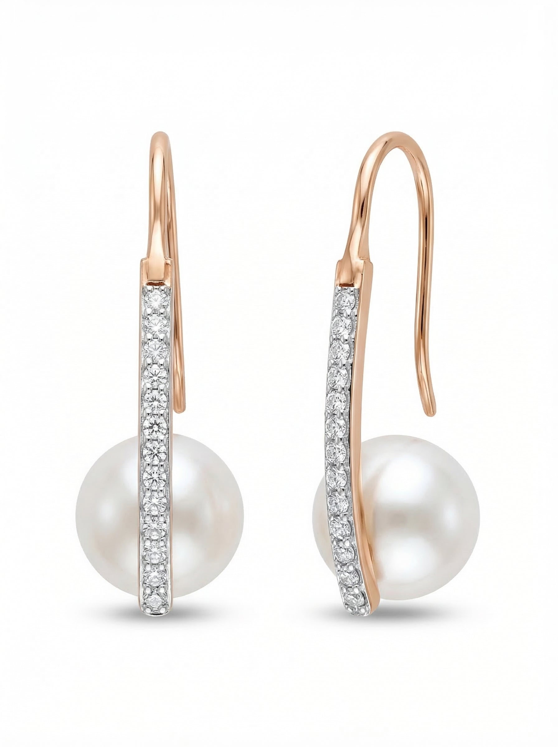 Crystal Bar Pearl Hook Earrings