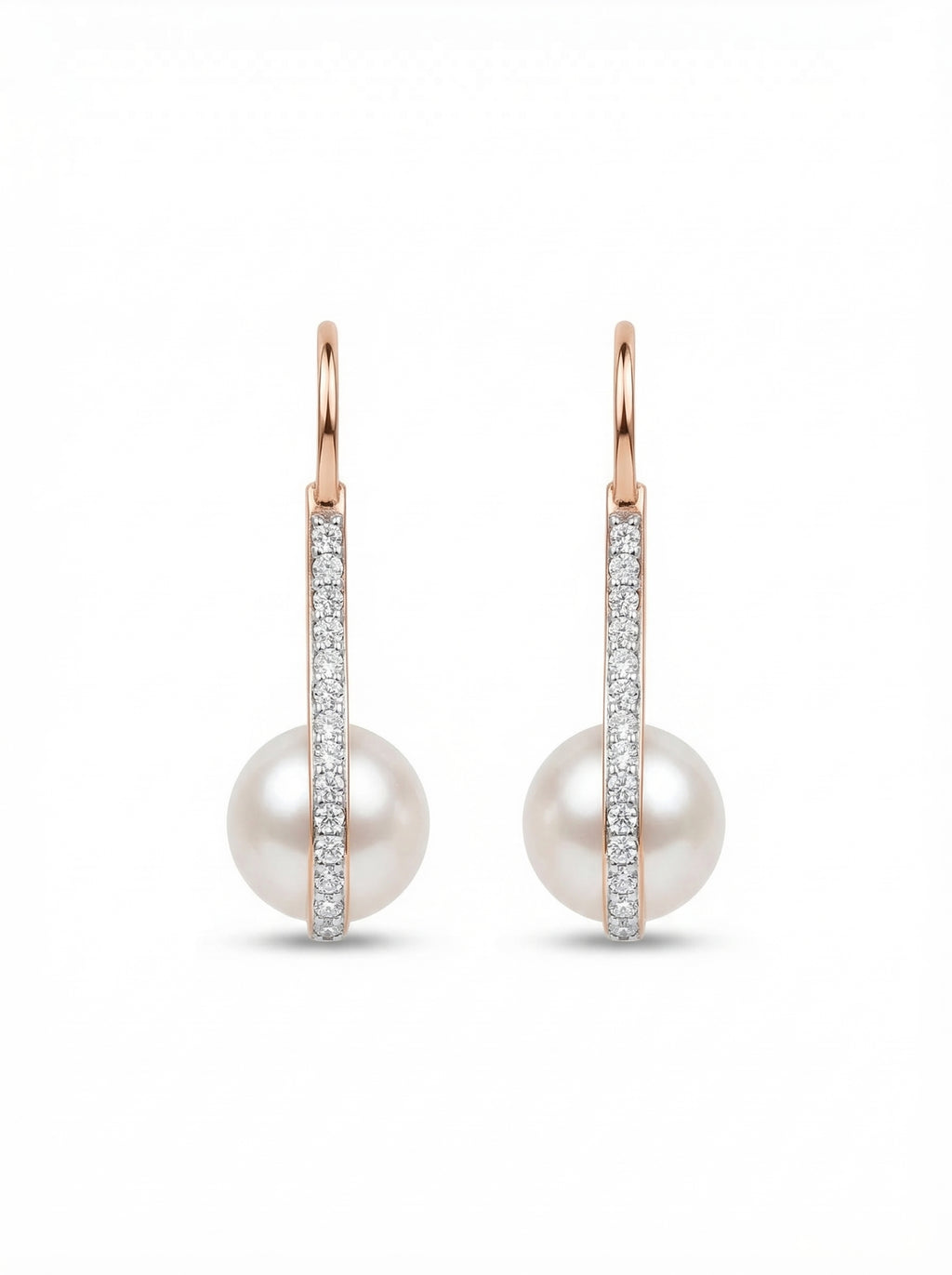 Crystal Bar Pearl Hook Earrings