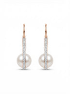 Crystal Bar Pearl Hook Earrings