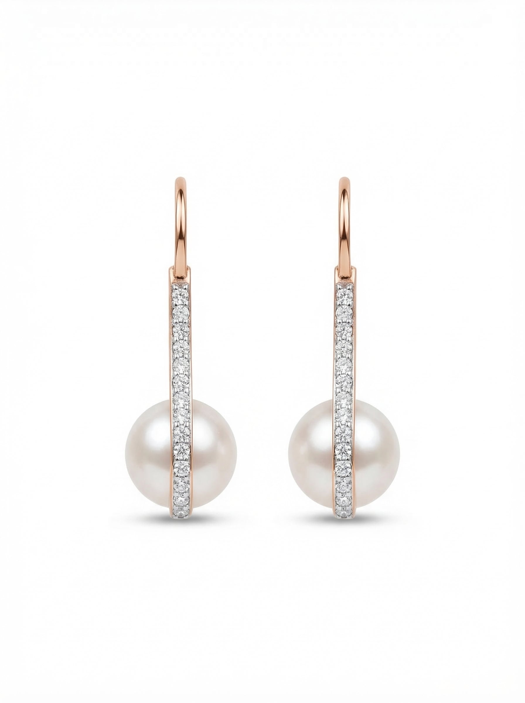 Crystal Bar Pearl Hook Earrings