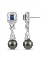 Sapphire Art Deco Pearl Earrings