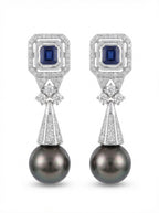 Sapphire Art Deco Pearl Earrings