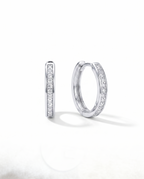 Channel Set Silver Hoop Earrings