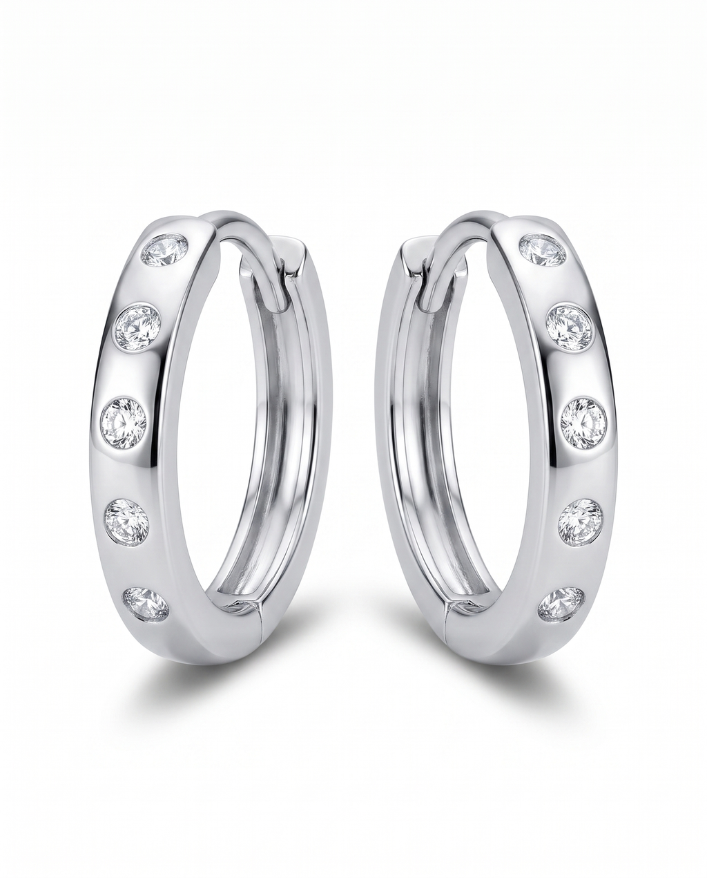 Flush Set Stone Huggie Earrings