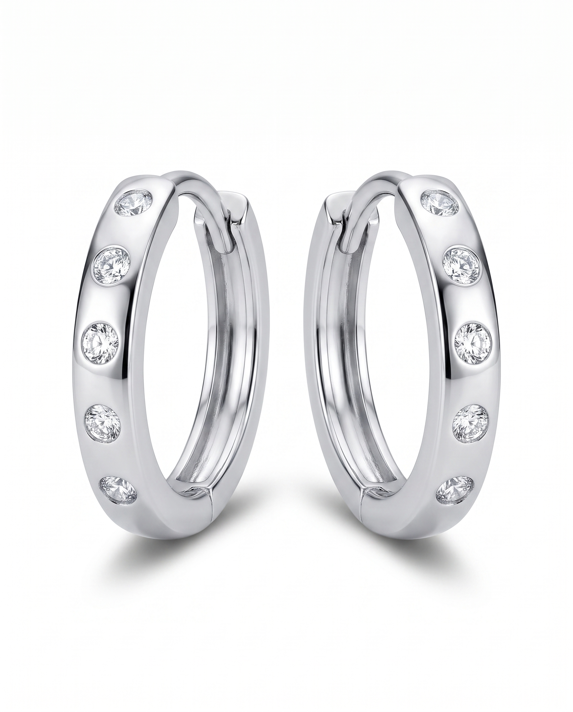 Flush Set Stone Huggie Earrings