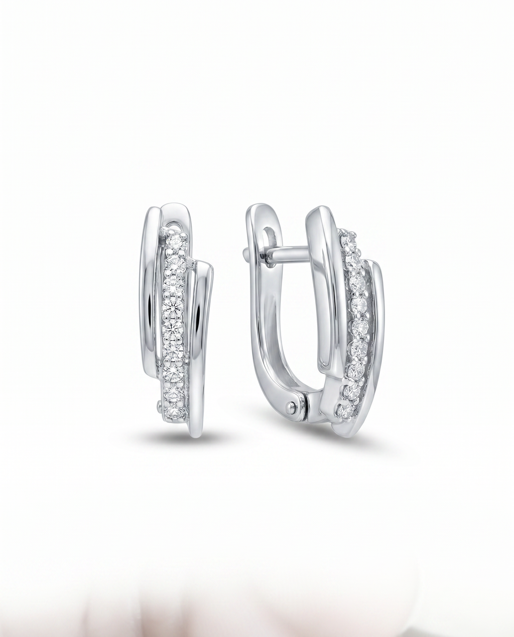 Triple Band Pave Huggie Earrings