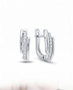 Triple Band Pave Huggie Earrings