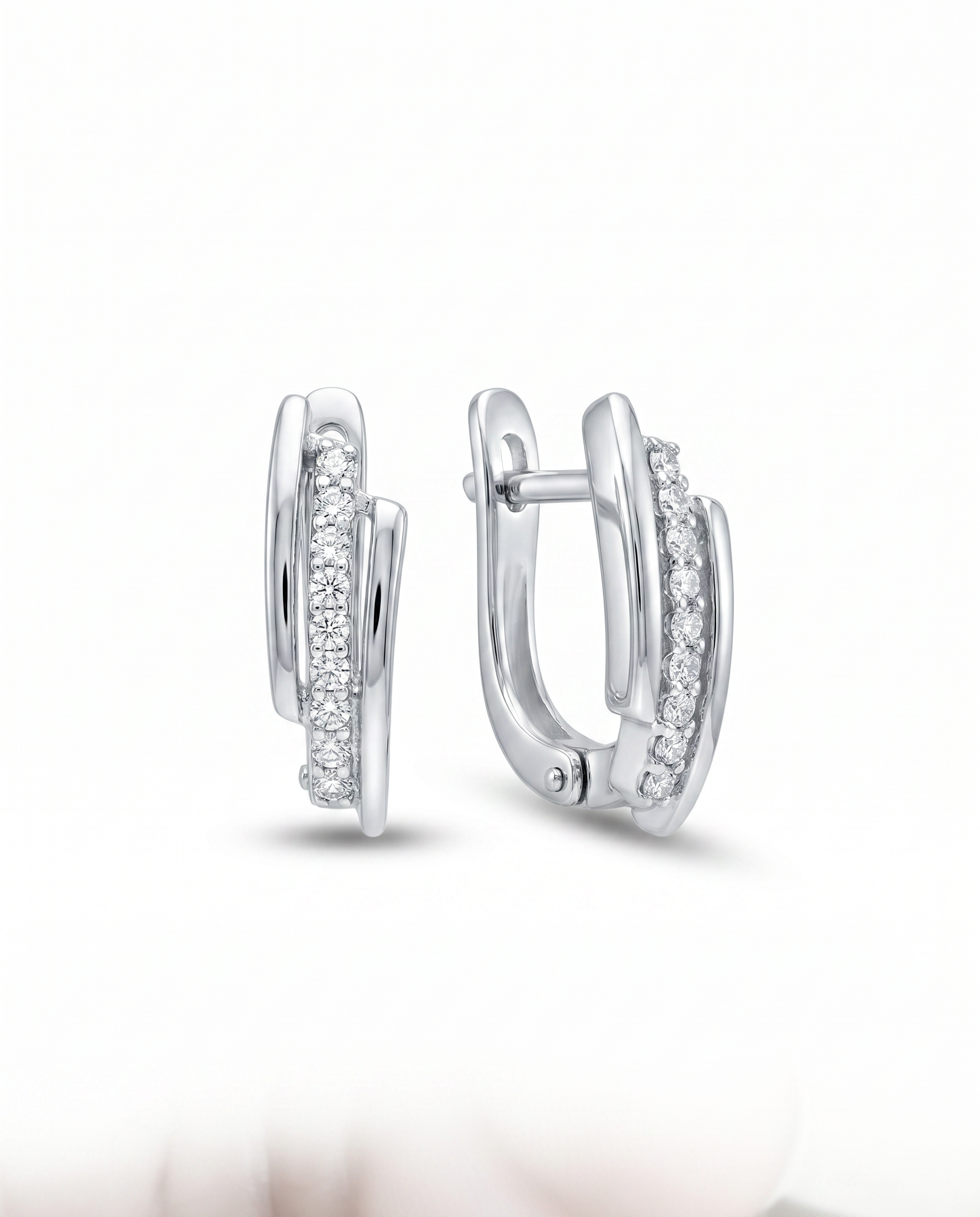 Triple Band Pave Huggie Earrings