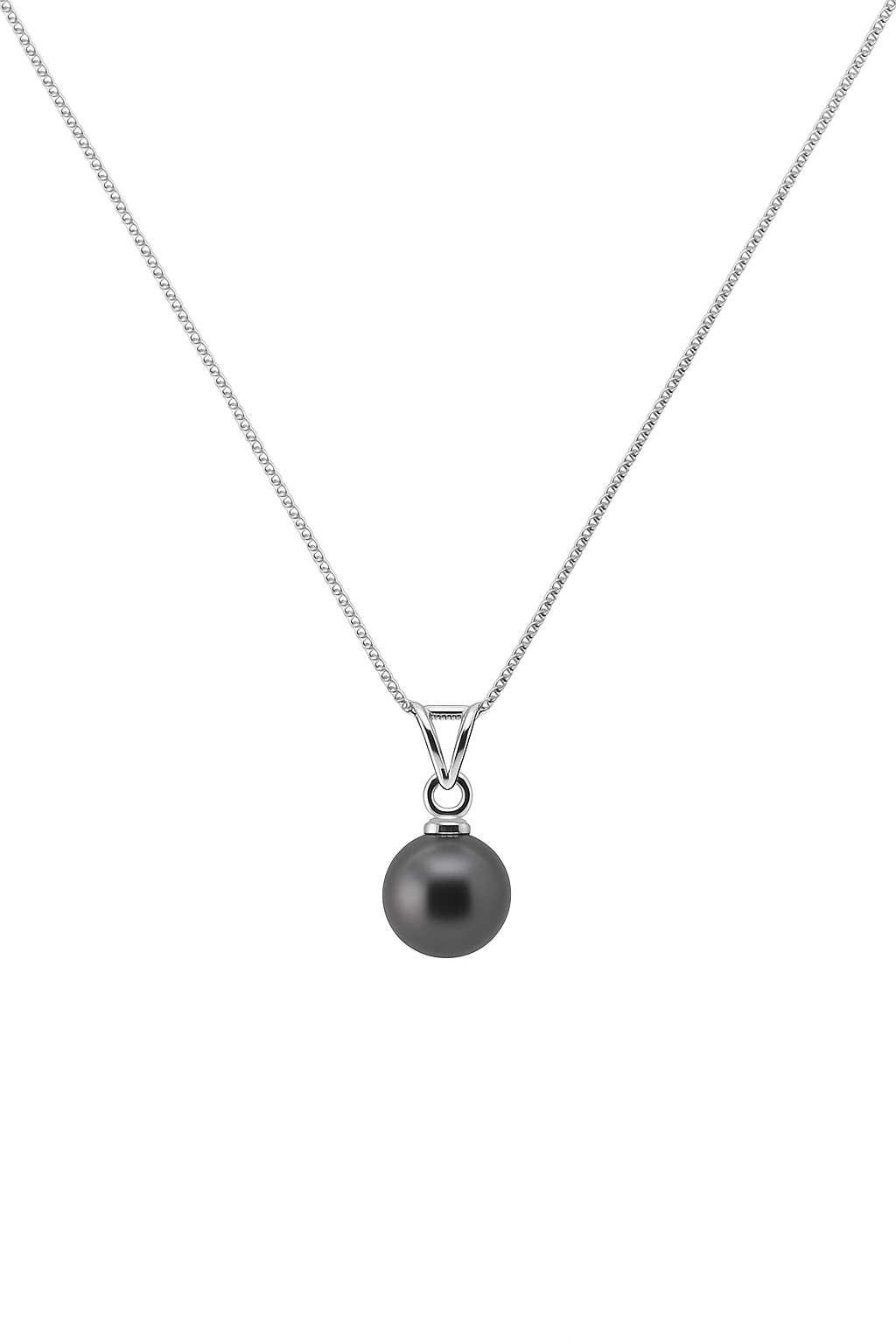 Midnight Pearl Solitaire Necklace