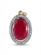 Ruby Halo Silver Pendant