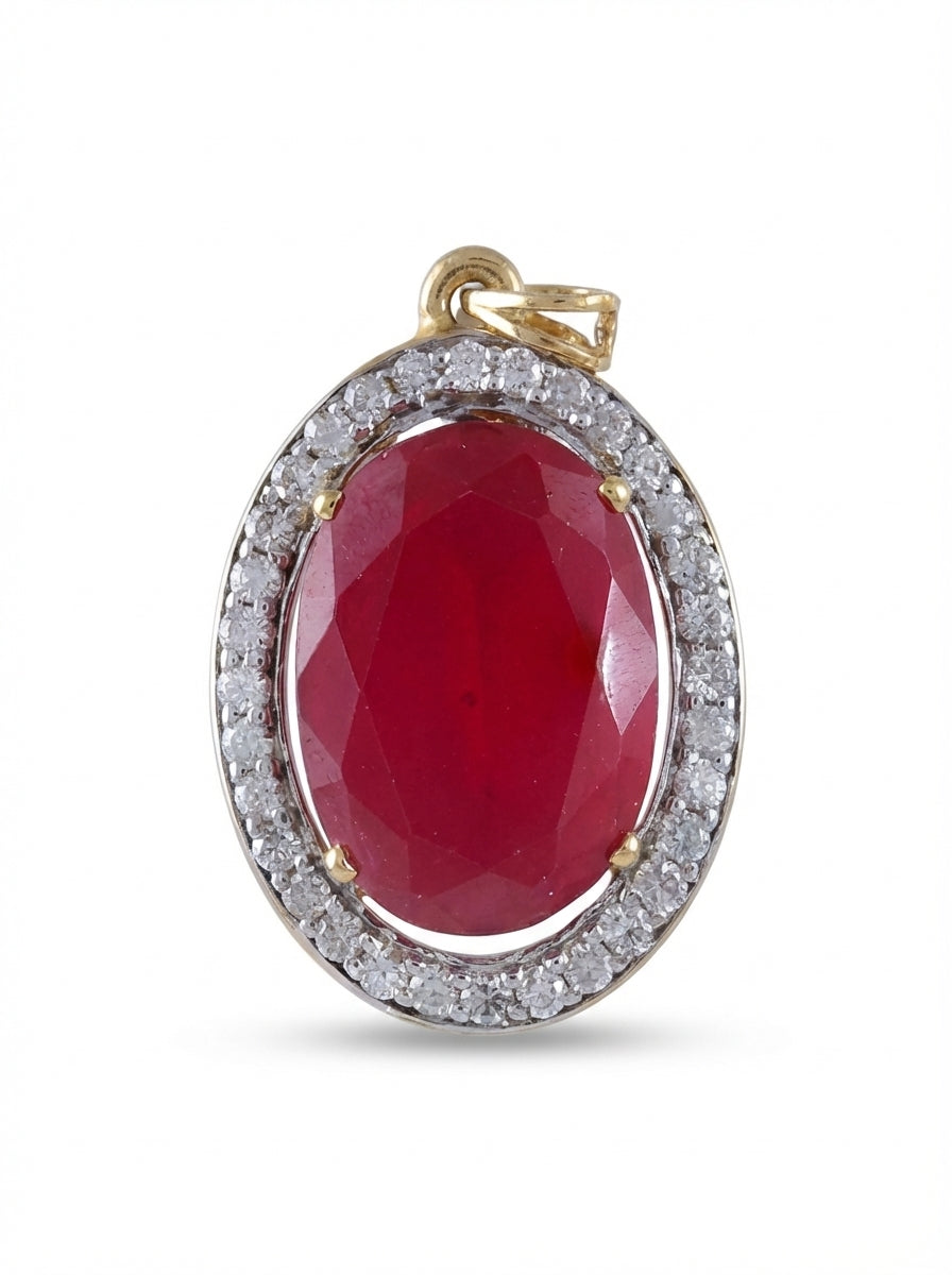 Ruby Halo Silver Pendant