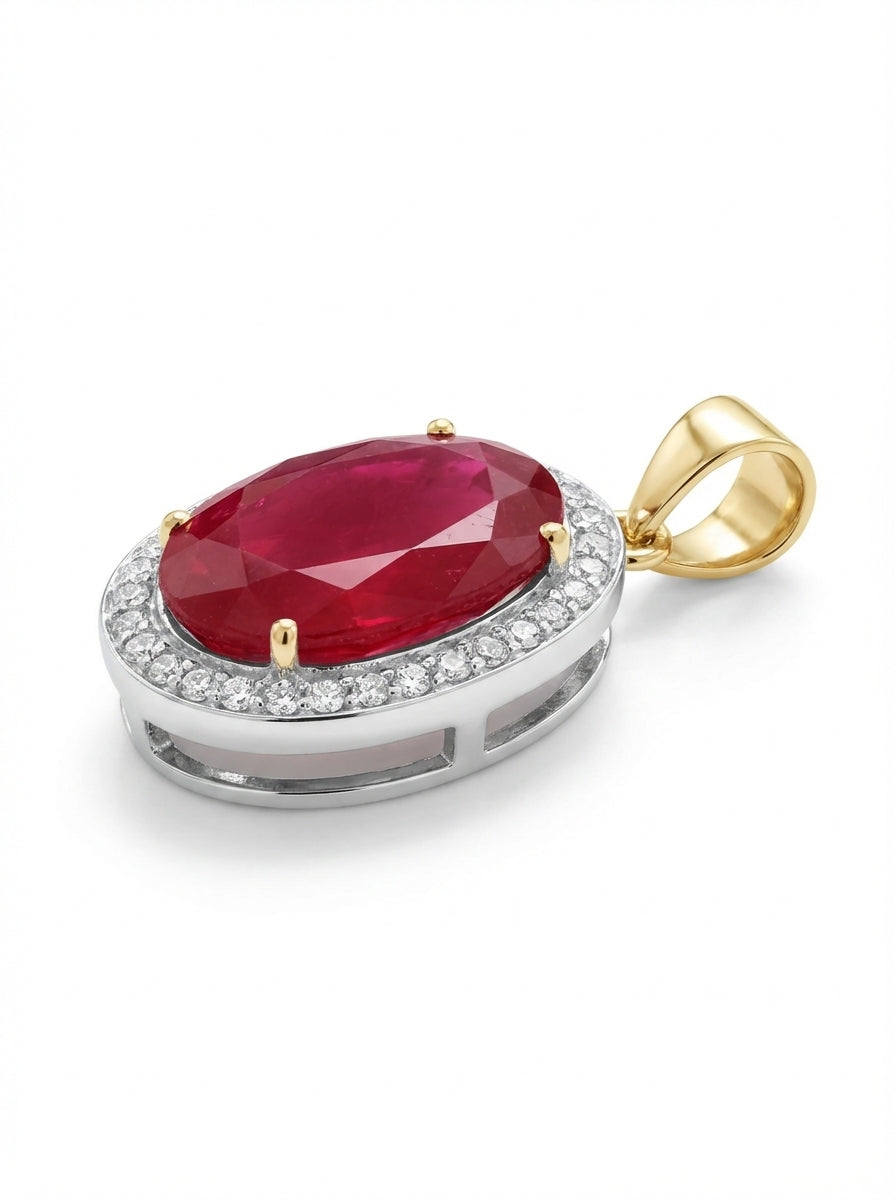 Ruby Halo Silver Pendant
