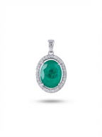 Emerald Halo Silver Pendant