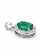 Emerald Halo Silver Pendant