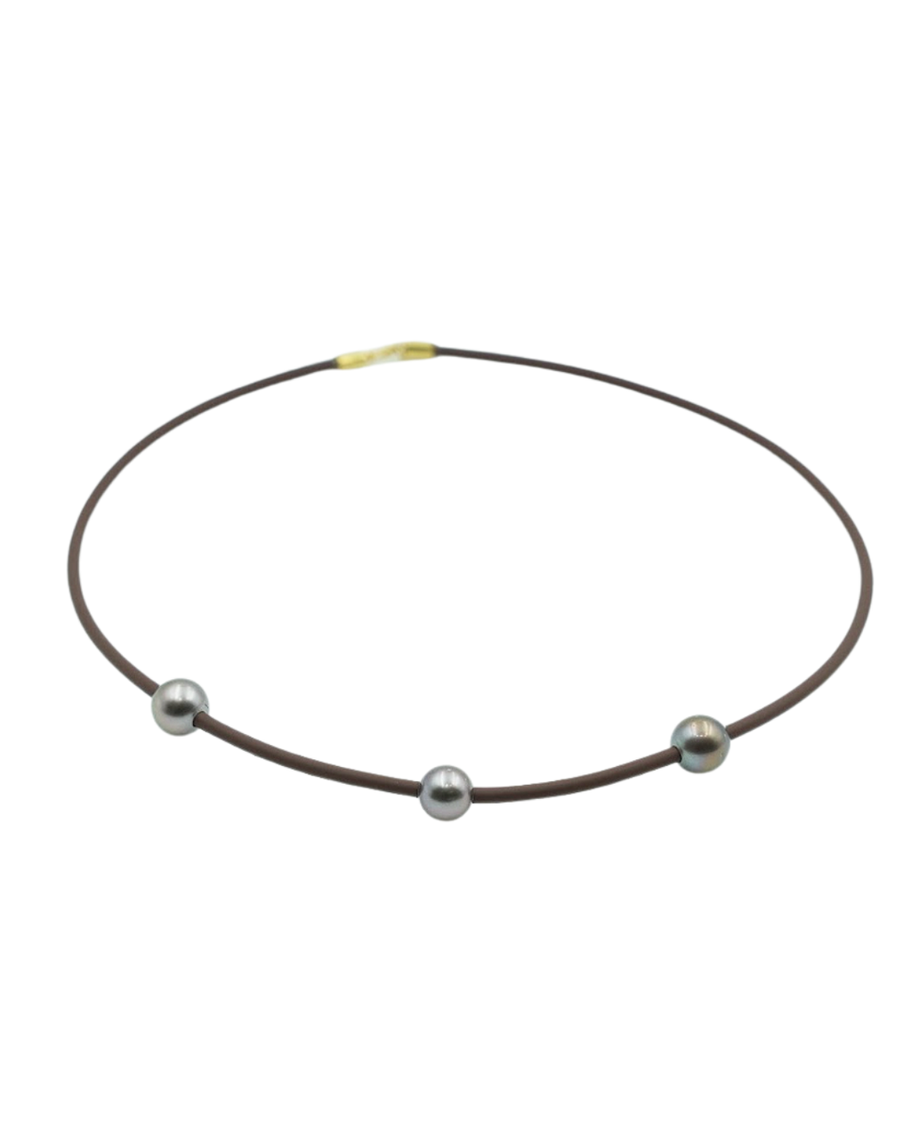 Triple Grey Pearl Cord Necklace