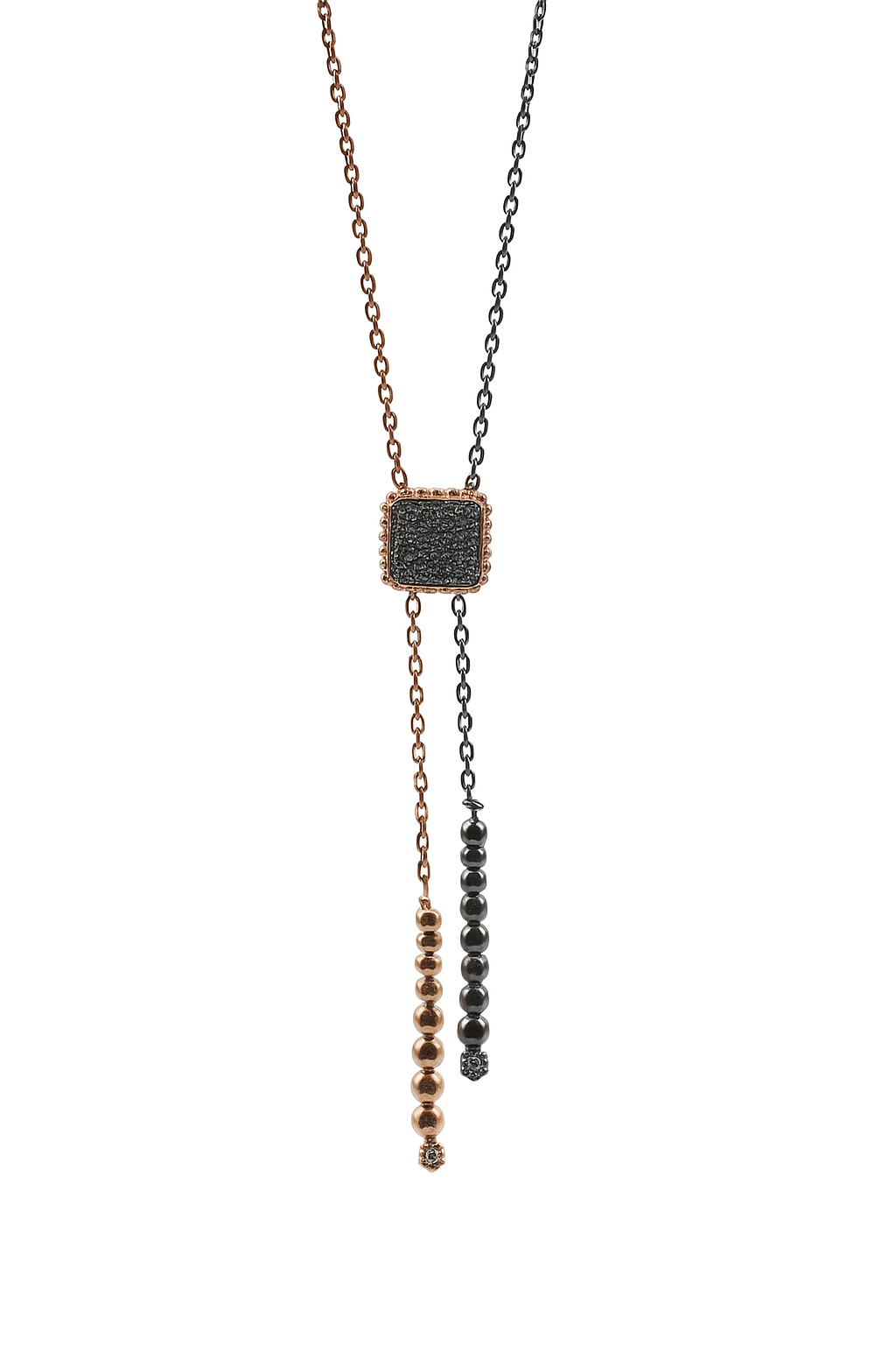 Two-Tone Lariat Drop Necklace
