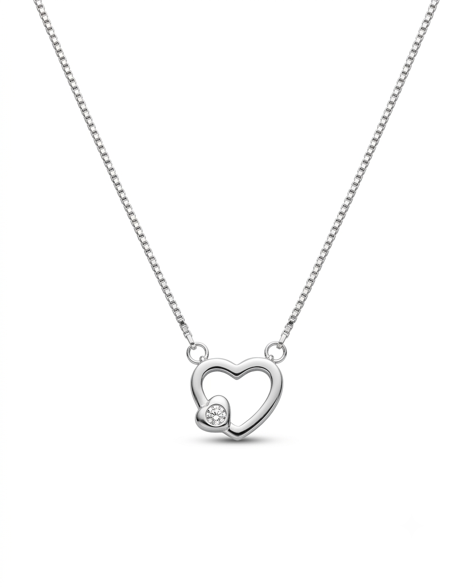 Open Heart Solitaire Necklace