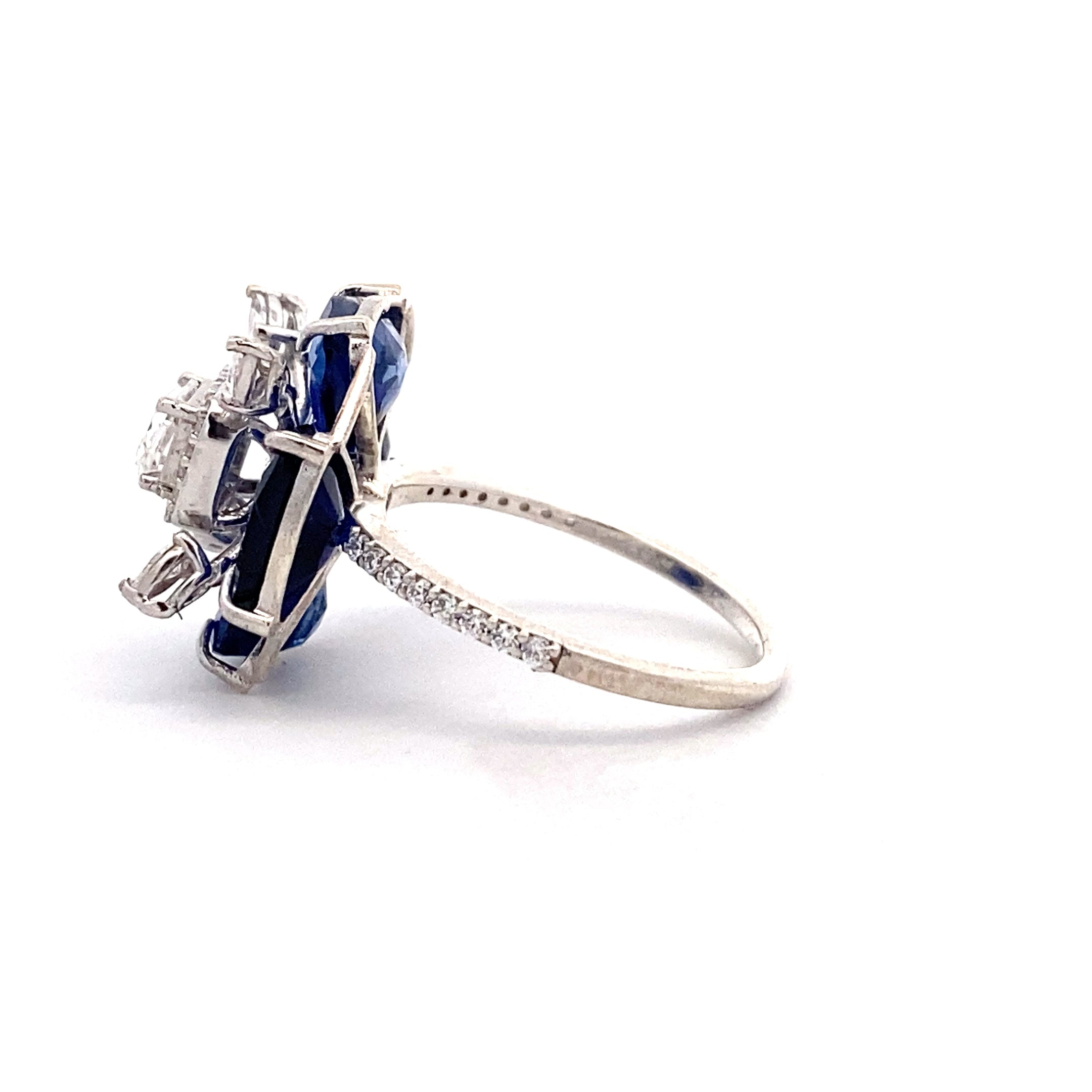 Sapphire Moissanite Cluster Ring