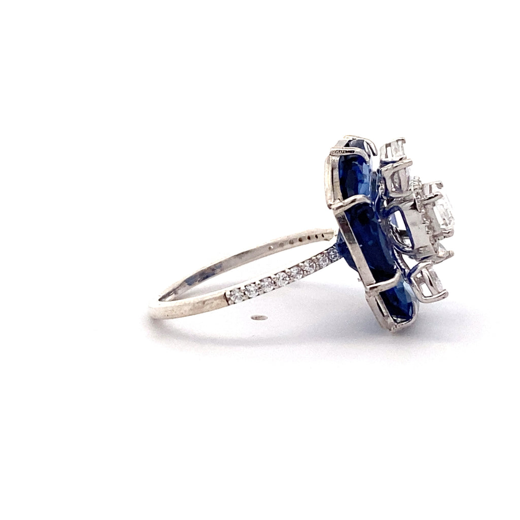 Sapphire Moissanite Cluster Ring