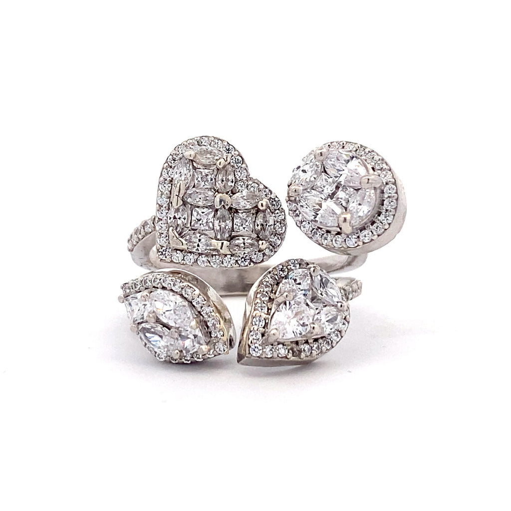 Multi Petal Bypass Silver Ring