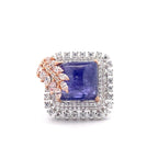 Tanzanite Cabochon Leaf Cocktail Ring