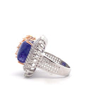 Tanzanite Cabochon Leaf Cocktail Ring