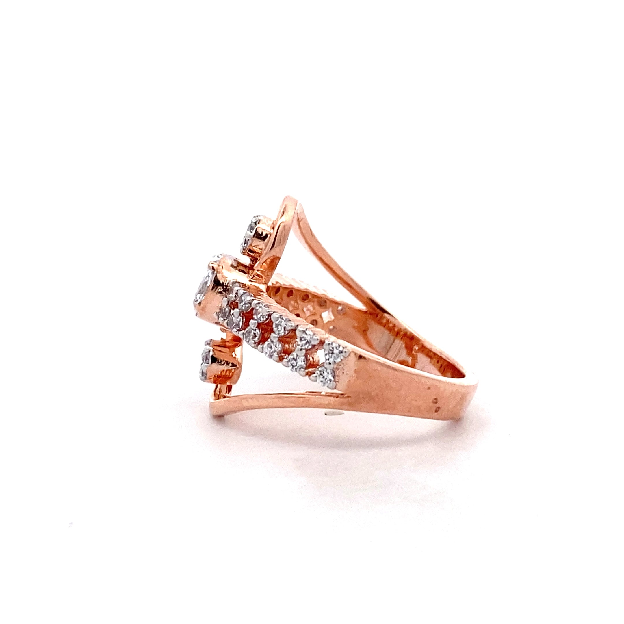 Triple Cluster Swirl Ring
