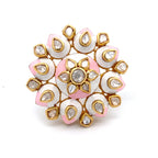 Pink Enamel Moissanite Ring