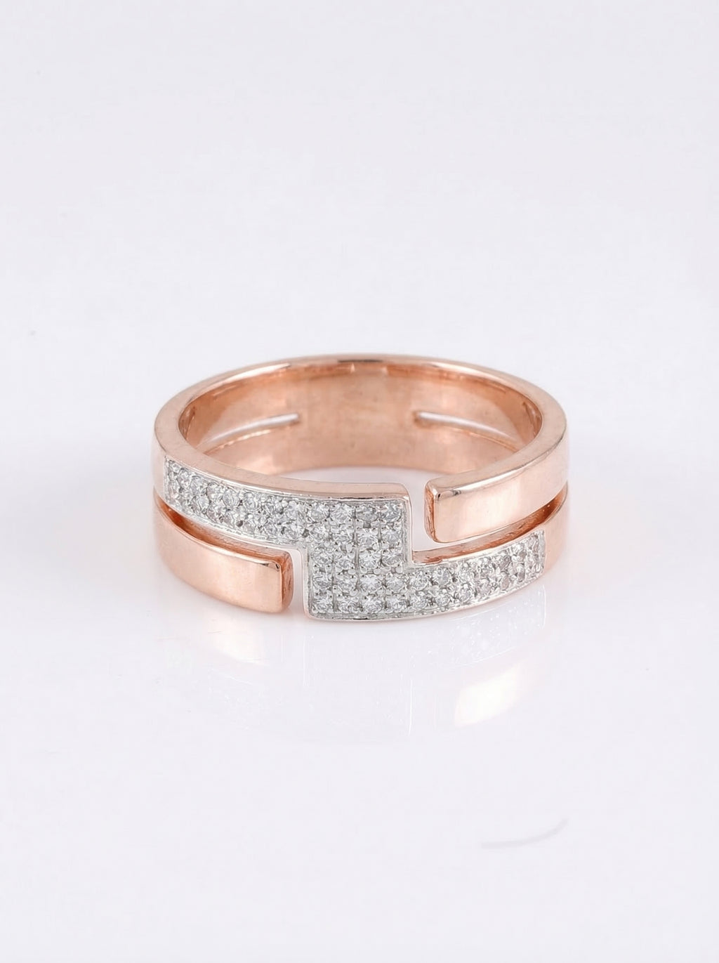Geometric Pavé Band Ring
