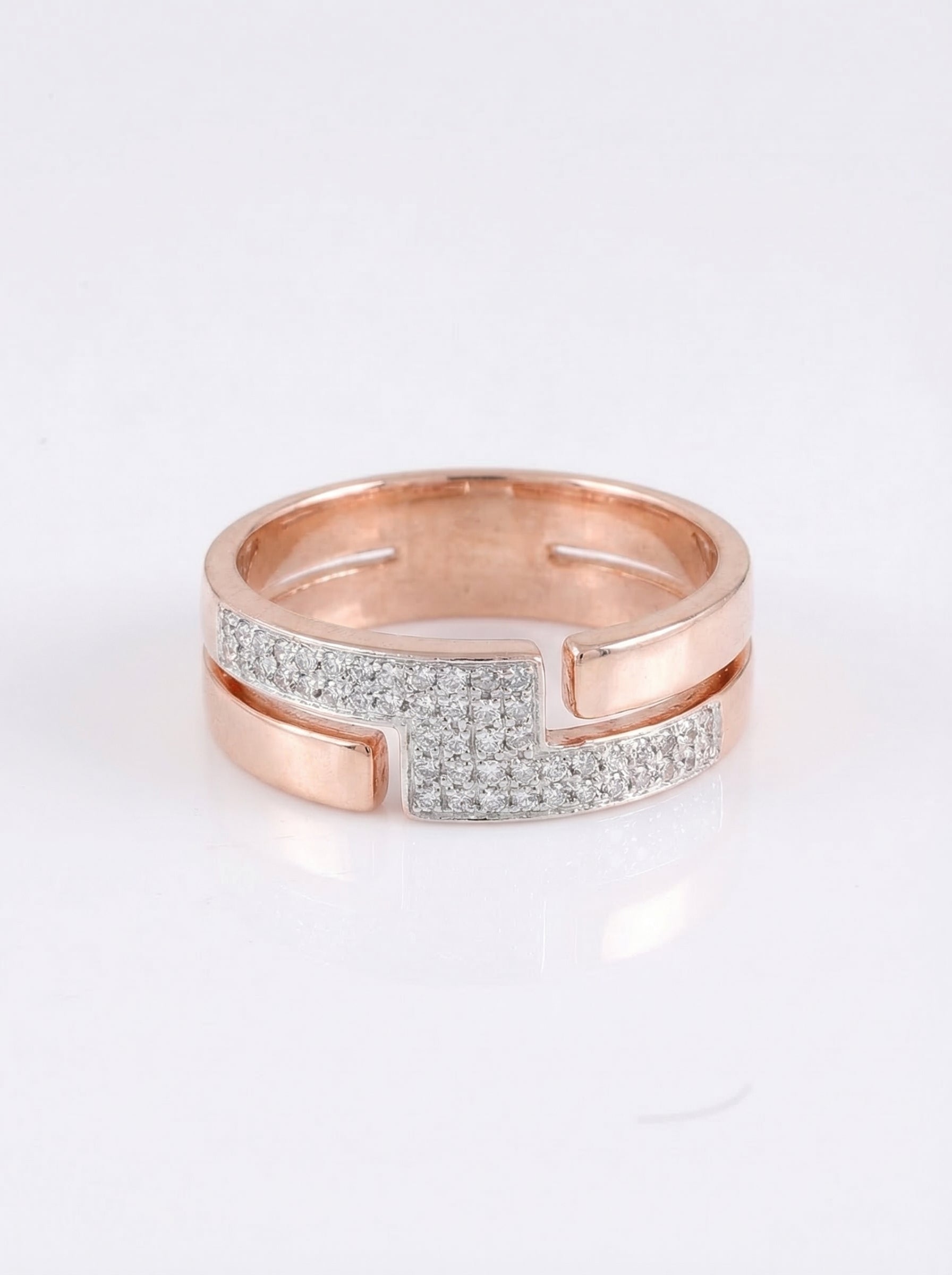 Geometric Pavé Band Ring