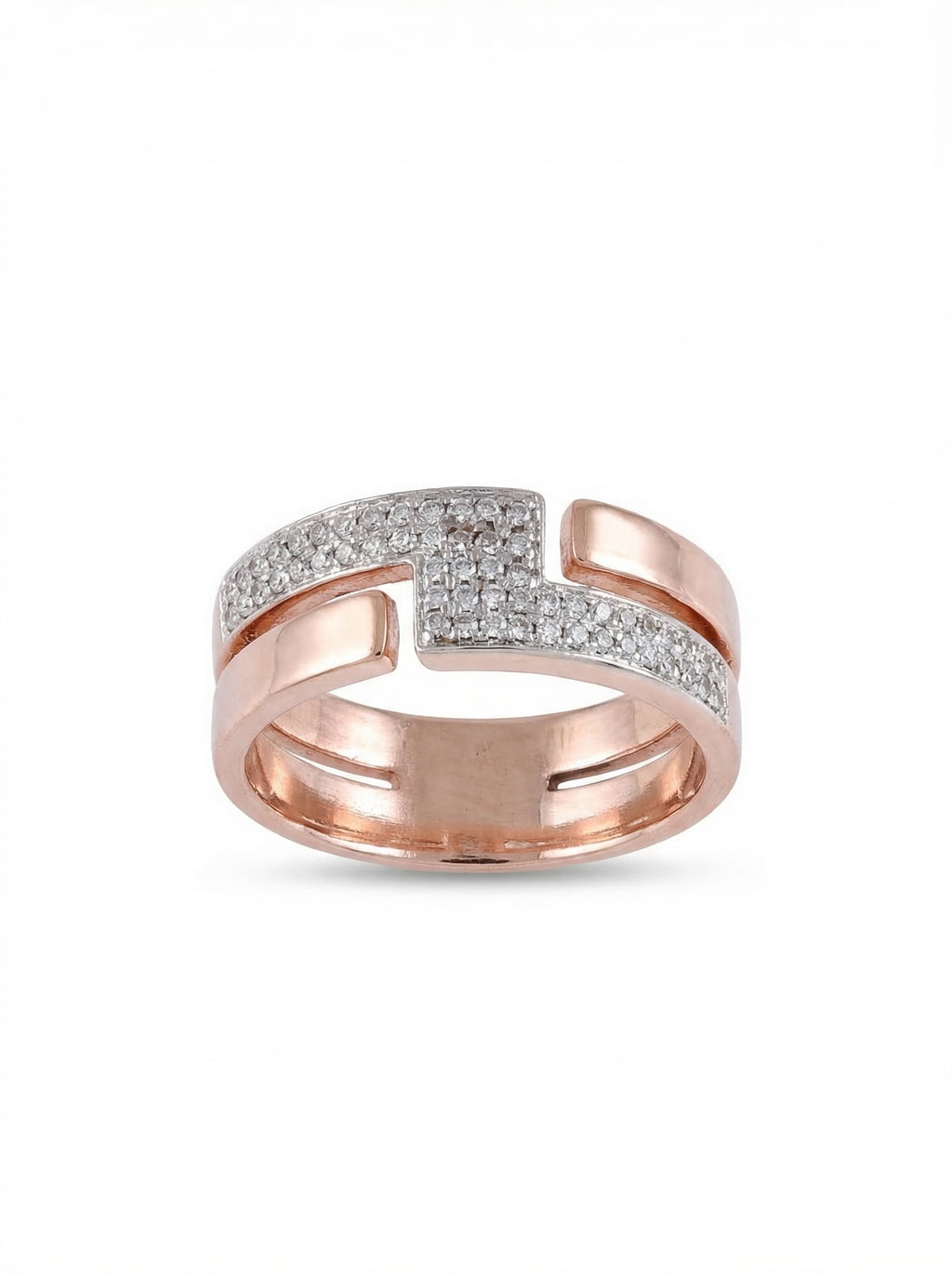 Geometric Pavé Band Ring